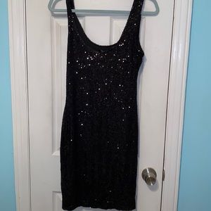 Fashion Nova Tall Family Affair Sequin Mini Dress in Black. Size Large.